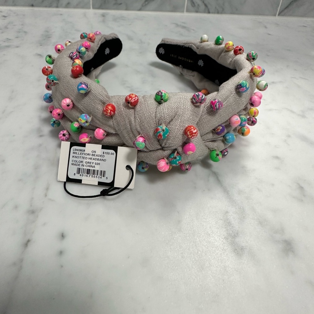 Lele sadoughi millefiori beaded knotted headband in grey